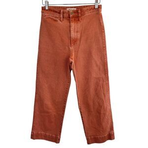 Madewell Jeans Cropped High Rise Wide Leg Denim Pants Peach Orange Jeans Size 26